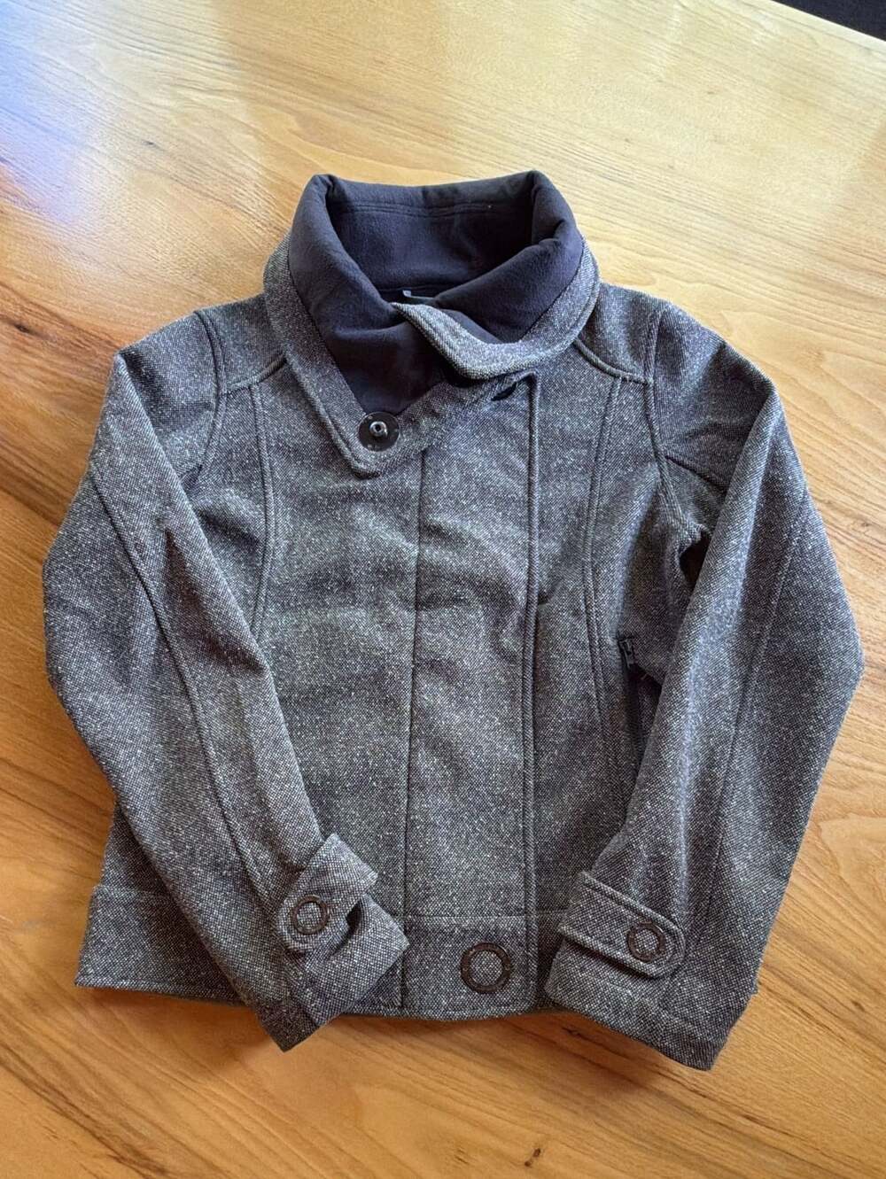 Lululemon Audrey Tweed Jacket Size 6 Brown Gray High Neck Bomber